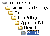 Outlook 2003 Folder location