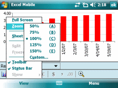 Windows Mobile 6 Excel Mobile for Pocket PC