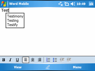 Word completion example