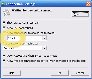 ActiveSync Connection Settings