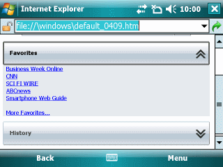 Windows Mobile 6 Home Screen Favorites List