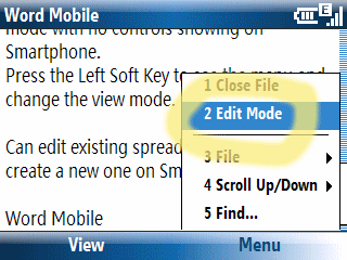 Word Mobile Edit Mode