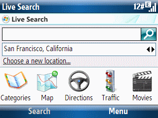 Live Search main page