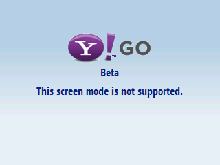Yahoo! Go error message in Smartphone landscape viewing mode