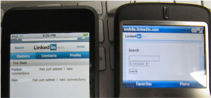 Linkedin Mobile on iPod touch and T-Mobile Dash