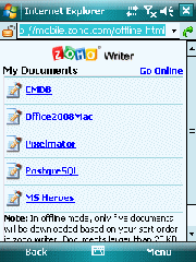 Zoho Writer Google Gears Mobile enabled