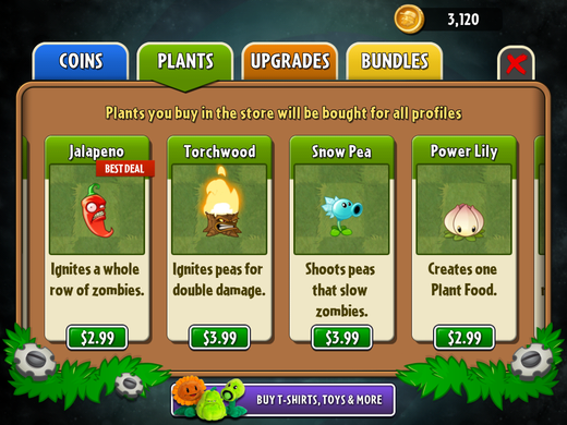 Plants vs. Zombies 2 plant store